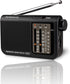 Retekess V117 Portable Radios - AM FM Shortwave Radio with Clear Dial, Best Reception for Seniors (Black)