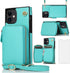 Asuwish iPhone 13 Mini Case - Mint Green Wallet Cover with Zipper, Screen Protector & Card Holder Slot, Leather Stand.