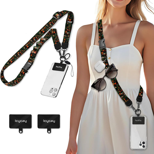Icycay Phone Lanyard Crossbody, Plant Bookshelf Cell Phone Strap for Around The