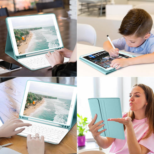 iPad 9th Gen 2021 Case with Keyboard 10.2 inch, for iPad 8th Gen 2020/7th Gen 2019/Air 3/Pro 10.5, Detachable Wireless