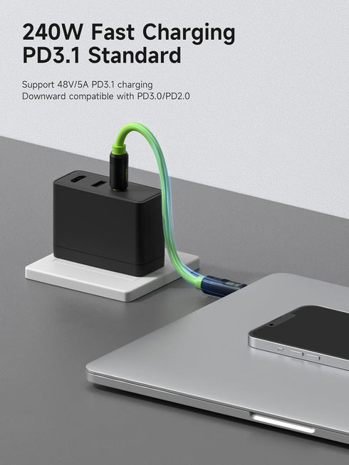 Hagibis USB 4 Cable, LED Display USB C 240W Fast Charging Cable with 8K@60Hz Data Transfer for iPhone 15/15 Pro Max