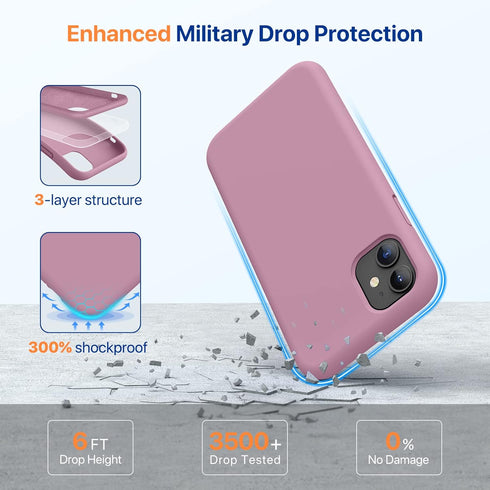Miracase Liquid Silicone Gel Rubber Case for iPhone 11, Full Body Drop Protection with Screen Protector