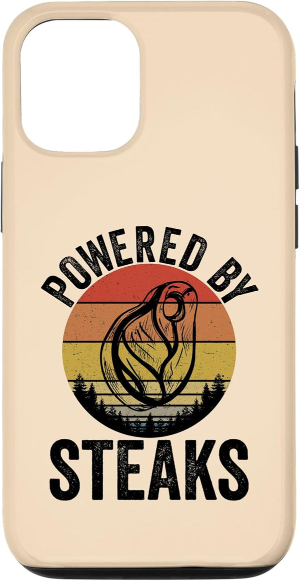 Primal Meat Based Nutrition Lifestyle Merch. Powered by Steaks Carnivore Diet Meat Lover Quote Case for iPhone 12/12