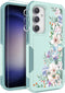 Samsung Galaxy S23 FE 5G Case: Slim TPU Bumper with Cute Floral Design + Screen & Camera Lens Protectors (Mint