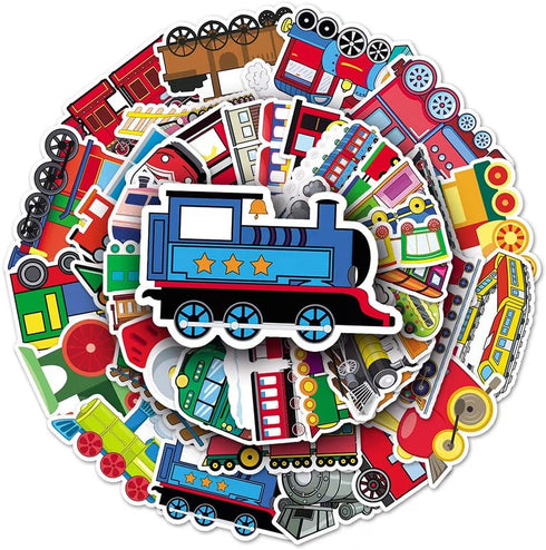 Jukome Train Stickers |50Pcs Train Waterproof Vinyl Decals for Water Bottles Bicycle Laptop