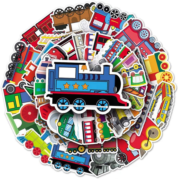 Jukome Train Stickers |50Pcs Train Waterproof Vinyl Decals for Water Bottles Bicycle Laptop
