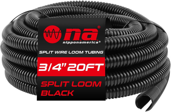 Nippon America Split Wire Loom Flex-Guard Tubing, 3/4" x 20 ft, Protective Cable Sleeves