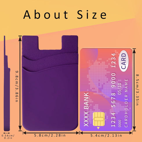 Cell Phone Card Holder Stick on, Adhesive Wallet Sleeve for iPhone, Android, Samsung Galaxy - Black, White, Grey, Pink