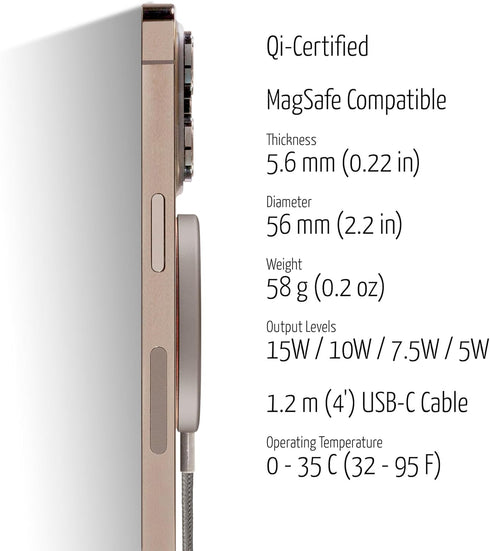 Dreem 17/16/15/14/13/12 Empower Magnetic Wireless Charger Pad Compatible with MagSafe for iPhone & Qi-Certified Devices