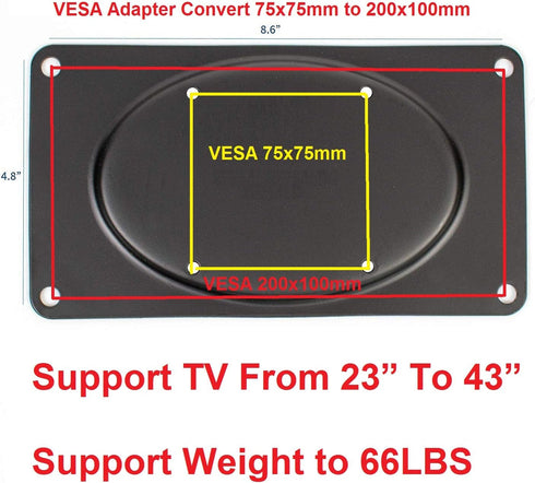 Mount Plus MP-XMA-05 23"-43" 75x75 200x100 VESA Flat Screen TV and Monitor Mount Adapter Plate for Flat Screens | VESA