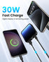 10000mAh Small Power Bank, Mini Portable Charger, USB C Input/Output with Smart LED Display, 30W Fast Charging for