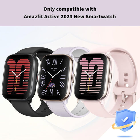 for Amazfit Active Smartwatch Screen Protector Case, 2-Pack Hard PC Bumper Built-in Tempered Glass Film Face Cover Replacement Accessories for Amazfit Active Smart Watch, Black