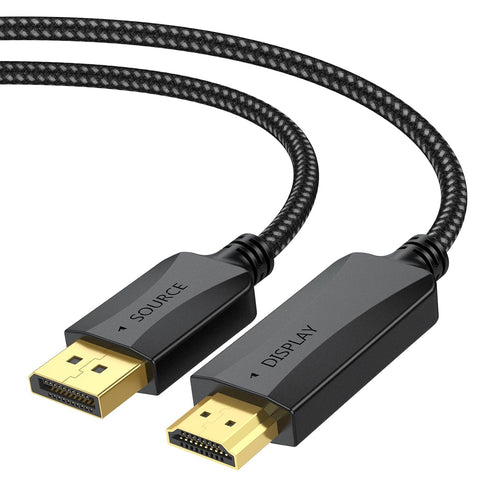4K DisplayPort to HDMI Cable 1.5 Feet, Short DP to HDMI Male to Male Adapter Cord for Computer, Monitor, TV, Projector