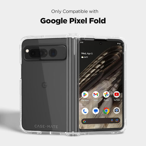 Case-Mate Tough Plus Clear Phone Case for Google Pixel Fold, 16 FT Drop Protection, Wireless Charging, Anti-Yellowing