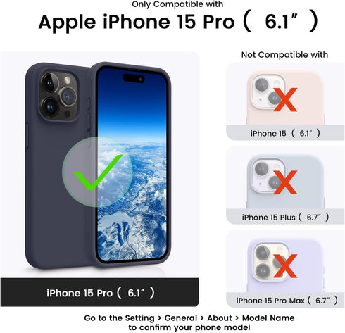 iPhone 15 Pro Case by OTOFLY, Slim Shockproof Silicone, Midnight Blue, 6.1 inch - Perfect Fit & Protection!