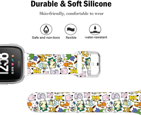 Pikacu Sea Turtle Anime Bands, Soft Sport Silicone Cartoon Strap Compatible with Fitbit Versa 2/Versa/Versa Lite/Versa