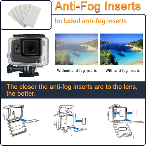 Waterproof Housing Case for GoPro Hero 5 6 7 Black, Protective Underwater Shell with Bracket for Action Camera