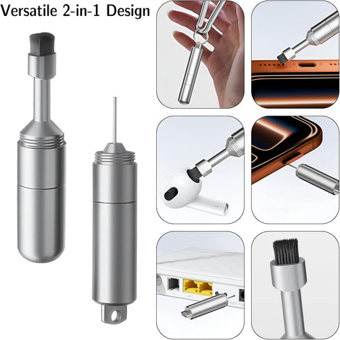 SAMIQU 2-in-1 Kit(Set 2) SIM Card Removal Tool with Cleaning Brush EDC Keychain Tool for Phone and Earbud Cleaning