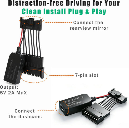 Rkakneecs (7-pin Dashcam Power Adapter Type B), Compatible with Select Nissan, Mitsubishi, Toyota, & More. Connects