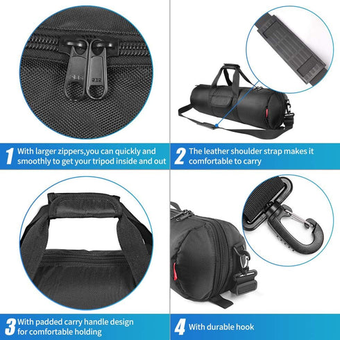 HEMMOTOP 25.6x7in -R06518 Tripod Bag, Tripod Carrying Case Heavy Duty with Two Zippered Pockets, All Sides Thick Padded