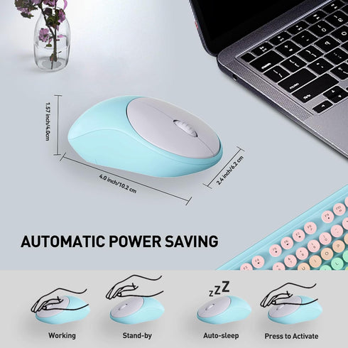 FD 2.4GHz Wireless Keyboard and Mouse Set, Full-Size Keyboard Compatible for Windows/Laptop/PC/Notebook/Smart TV - Blue