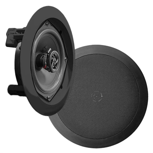 Pyle PDIC61RDBK In-Wall/In-Ceiling Dual 6.5-Inch Speaker System, 2-Way, Flush Mount, Black (Pair)