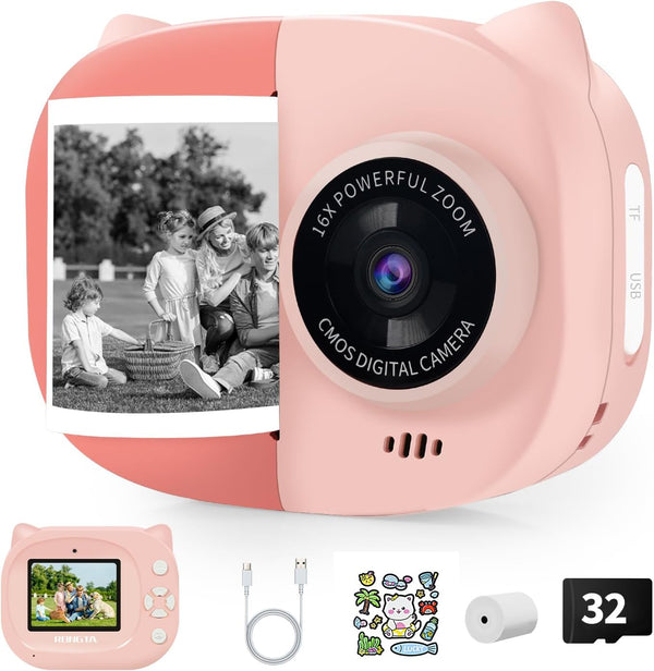 Rongta Kids Camera Instant Print, 1080P Kids Instant Cameras that Print Photos, Christmas