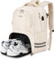 Ytonet Gym Backpack for Men and Women, Travel Bag with Shoe Compartment, USB Charging, Beige