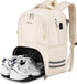 Ytonet Gym Backpack for Men and Women, Travel Bag with Shoe Compartment, USB Charging, Beige