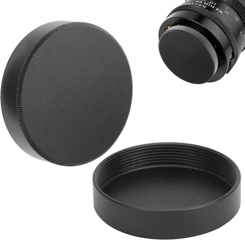 2Pcs Camera Lens Cap, Rear Cover, Aluminum Alloy Cap Protect Lens from Dust, Moisture for M42 Lens Mount.