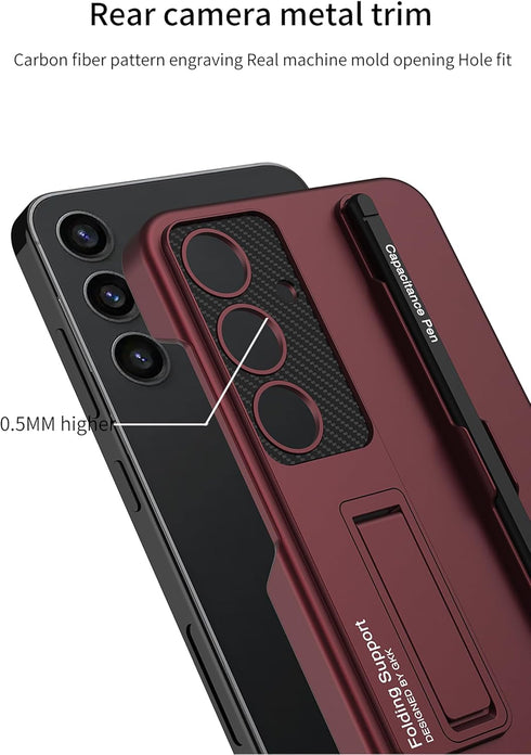 Samsung Galaxy S24 Plus Case with Pen and Adjustable Kickstand, Anti-Shock, Slim Texture Case, Supports Wireless