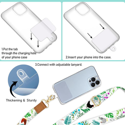 Piefly Phone Lanyard Crossbody Wrist Strap, Flower Chickens Cell Phone Lanyards for Around the Neck Wristlet Shoulder