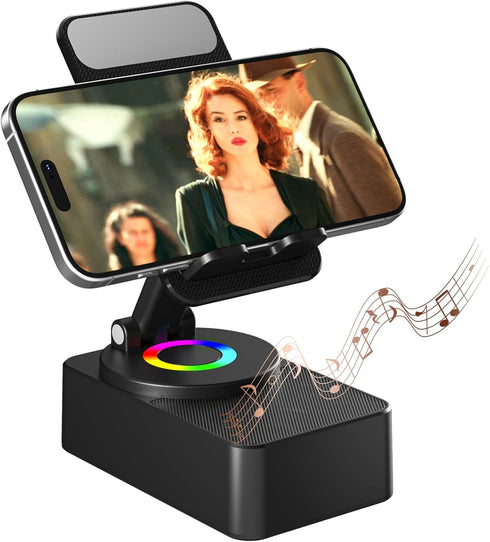 voijump Cell Phone Stand with Wireless Bluetooth Speaker, LED, Anti-Slip Base HD Surround