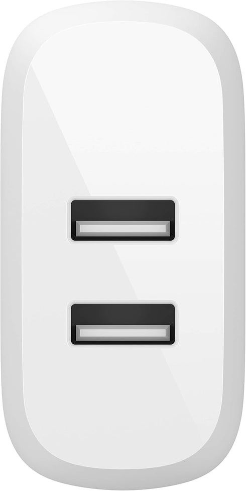 Belkin 24W Dual Port USB Wall Charger with Micro USB Cable, Fast Charging Block for iPhone, Power Bank, and More.