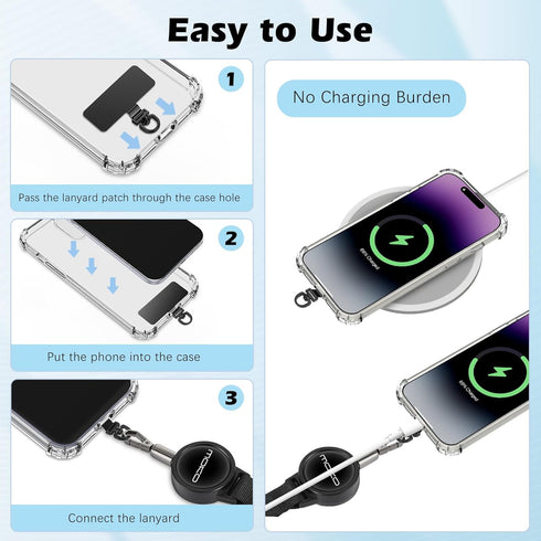360 MoKo Anti-theft Phone Tether, Phone Lanyard & Keychain Retractable Steel Line Cellphone Strap with Locking