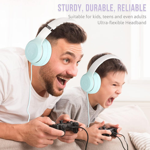 rockpapa L22 Wired Headphones for Kids, Foldable Stereo 3.5mm Corded Headphones for School, Classroom, Laptop