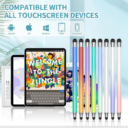 OOCLCURFUL (8Pcs), 2 1 Stylus in Stylus Pen for Touchscreen, High Precision and Sensitivity Double Rubber Tips