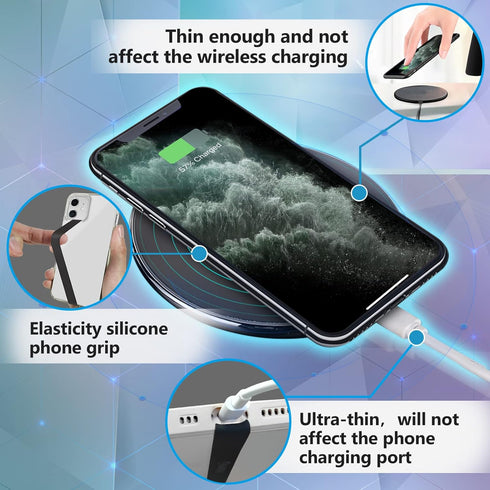UKON Silicone Phone Grip, 2 PCS Reusable Finger Holder with Three Short Silicone Strips, Fits 4.5"-7.5" Phone Case