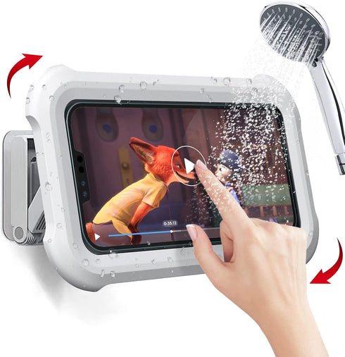 OOLYICO Upgraded Waterproof Shower Phone Holder Case with Touch Screen, 480° Rotating Wall Mount Shelf for 4"-7" Cell