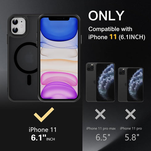 Strong Magnetic Anti-Fingerprint Case for iPhone 11, Compatible with MagSafe Wireless Charging, Translucent Matte Slim