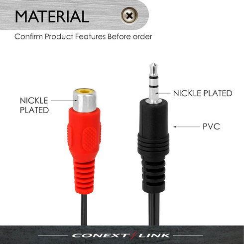 Conext Link 3.5mm 1/8" 2 1m 13040 Stereo Male Plug to RCA Female Jack Aux Audio Y Cable Cord Wire