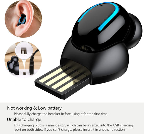 Mini Bluetooth Single Earbud - Small Wireless Invisible Headphones with 6-Hour Playtime for iPhone, Android, PC, TV,