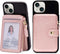 M-Plateau Foldable Phone Wallet, iPhone Card Holder Stick On with Zipper Coin Purse, Fits 6.1 and Above
