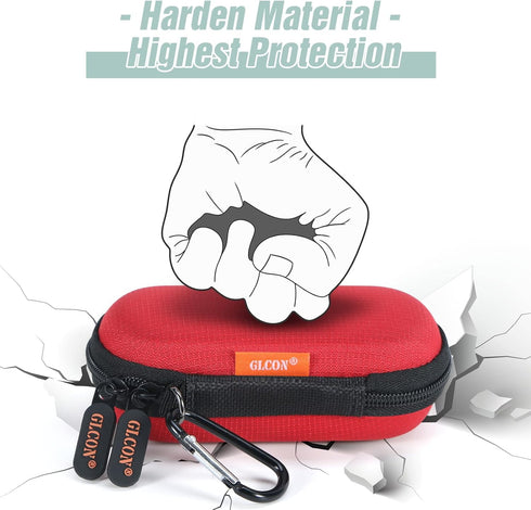 GLCON Red Mini Portable Case for Kardiamobile EKG Heart Monitor, Hearing Aids, In Ear Monitor - Small IEM Carrying Case