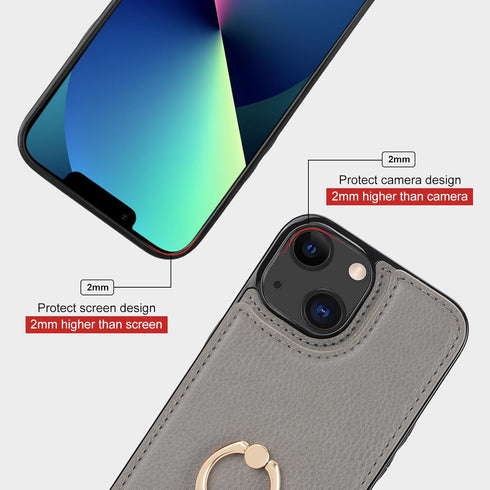 Folosu 13 360Rotation 6.1 Inch Compatible with iPhone Case Wallet with Card Holder, Finger Ring Holder Kickstand
