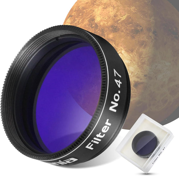 Astromania Telescope Filter #47, 1.25 Inch Dark Blue Planetary Filter with Metal Frame for Lunar Observation
