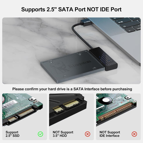 SATA to USB 3.0 Adapter 2 Pack, USB SATA III Hard Drive to USB Adapter Cable for 2.5 Inch SSD Data Transfer