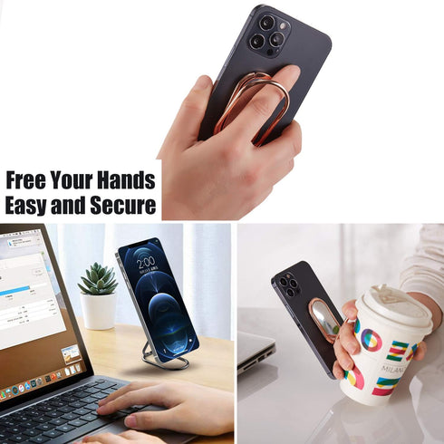 Phone Ring Holder Finger Kickstand, Foldable Cellphone Stand 360° Rotation Metal Ring Grip for Magnetic Mount