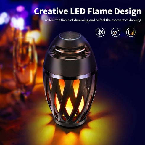 Flame Light Speaker, Led Flame Speakers Torch Atmosphere Bluetooth Speakers & Outdoor Portable Stereo Speaker with HD Audio and Enhanced Bass Flickers Warm Lamp for iPhone/iPad/Android