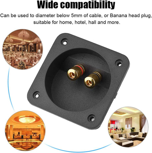 Speaker Box Terminal Cup, Square Double Binding Post Subwoofer Box Terminal Plates for DIY Home Car Stereo Speaker